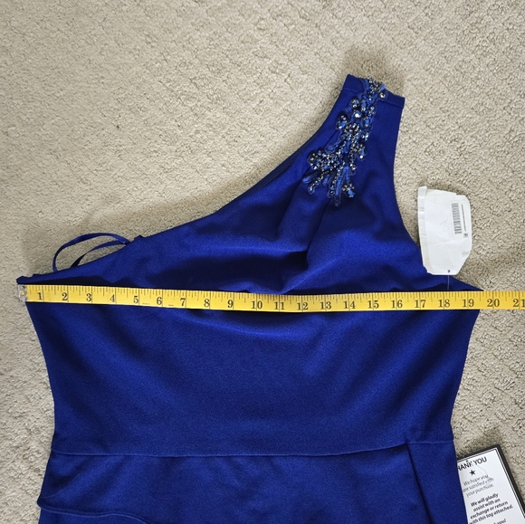 Papell Studio Blue One-Shoulder Dress - Picture 12 of 14